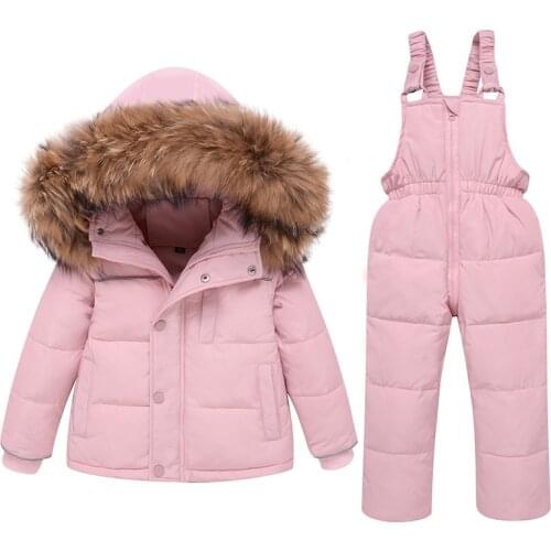 Children Down Jacket Suit 2020 New Two-Piece Clothing Set Toddler Kids Coat+romper Thick Warm Winter Wear 2-5 Years Fur Coat