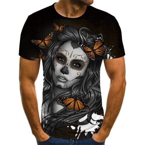Horror movie demon beauty skull 3d print male/female hip-hop streetwear T-shirt 90s boy cool clothes