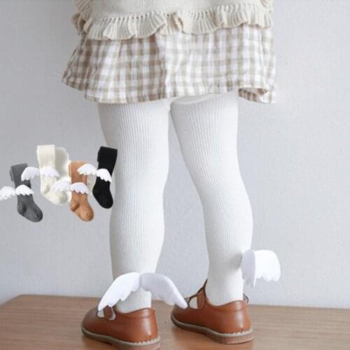 Solid Color Cute Angle Wings Baby Tights Winter Spring Cotton Princess Baby Girl Tights Gilrs Pantyhose Toddler Enfant Panty