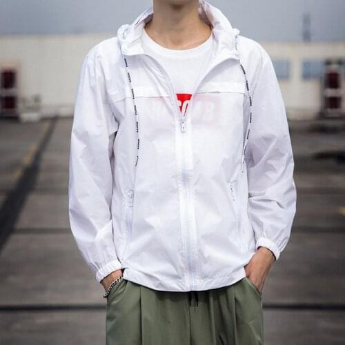 Summer Thin Jacket Men Hooded Quick-drying Mens Windbreaker Sunscreen Coat Male Light Fabrics Outdoor Travel Jackets for Men