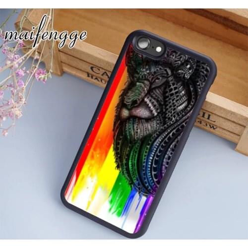 Maifengge Gay pride rainbow flag LGBTQ Lion head pattern phone case For iPhone 11 12 Pro X XR XS MAX 6 7 8 Plus samsung s9 s10
