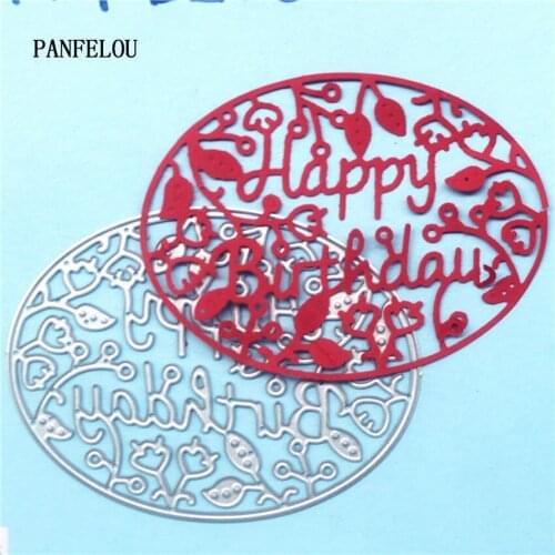 PANFELOU Metal craft Happy birthday round paper die cutting dies for Scrapbooking/DIY Easter wedding Halloween cards