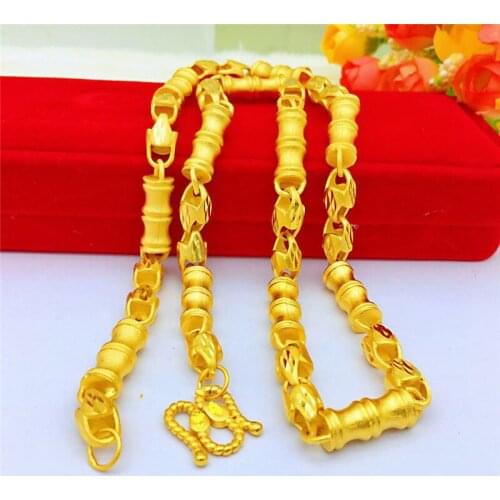 Fashion 18K Gold Necklace for Men Wedding Engagement Jewelry 8n Car Flower Bamboo Chain Necklace Thick Yellow Gold Chain Jewelry