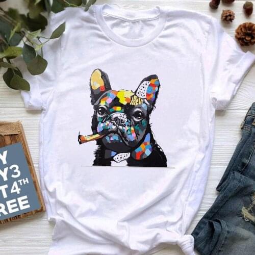 Fashion Retro Tops Tshirt 2021 Hot Sells Summer T-shirt Short Sleeve tshirt Lady Lovely Bulldog Harajuku Fun T-shirt Women