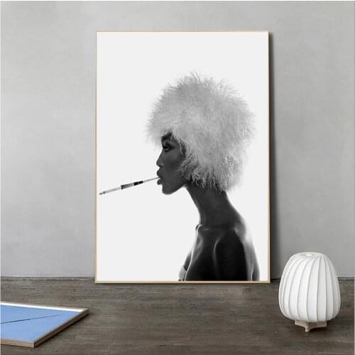Fashion Modern Poster Canvas Wall Art Prints African Woman Top Model Black Girl for Living Room Bedroom Home Decoration Unframed