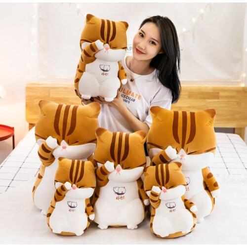 Stuffed Plush Distressed Cat Toys Pillow Kawaii Sleeping Pillow Cute Cat Doll Plush Toy Children Birthday Christmas Gift