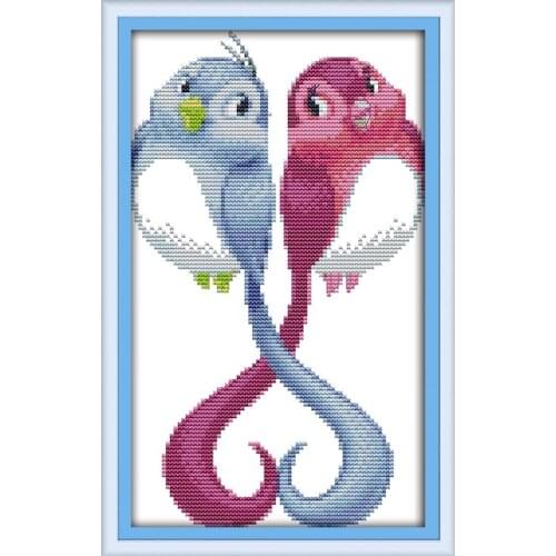 Love birds (2) cross stitch kit cartoon animal 14ct 11ct count print canvas stitching embroidery DIY handmade needlework plus
