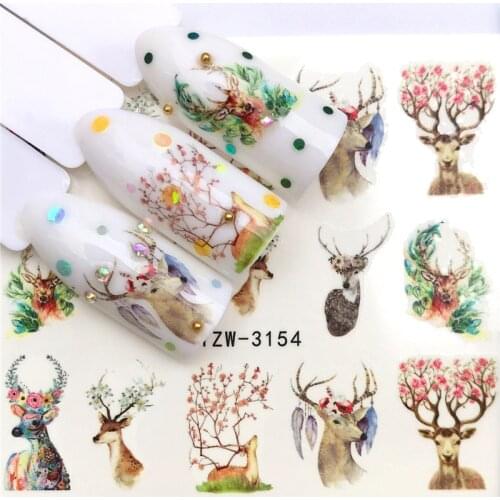 Sika Deer Animal Nail stickers art decorations slider adhesive Water Transfer decals manicure lacquer accessoires polish foil