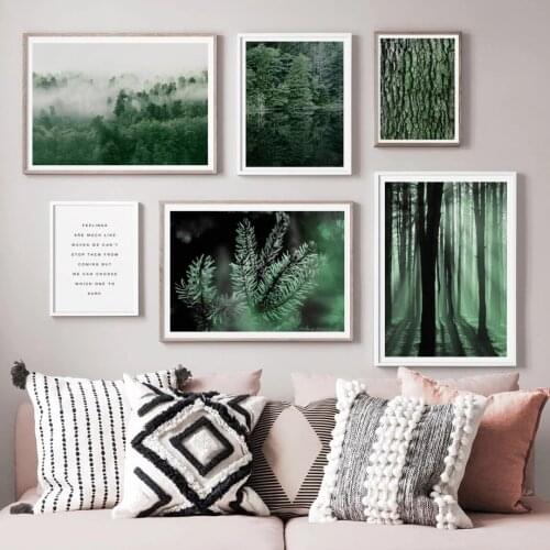 Green Fog Forest Mountain Tree Wall Art Canvas Painting Nordic Posters And Prints Wall Art Pictures Living Room Home Decoration
