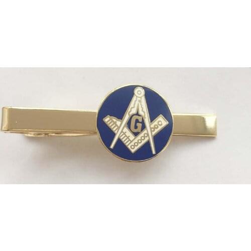Wholesale Price New Brass & Blue Masonic Freemason Mason Tie Bar Clip Pin