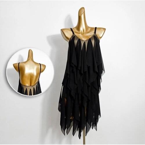 New Latin dance dress Sexy Straped Rumba Tango Salsa Cha Dancing Dresses Practice Clothes Women Adults Performance Wear