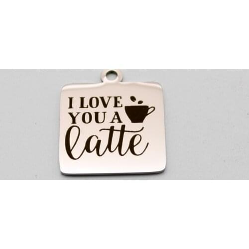 20pcs I Love You A Latte Charms Stainless Steel Pendant Coffee Love Charm DIY Handmade Accessories