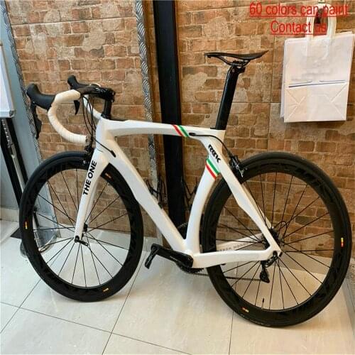 Custom Logo RB1K Champion White Road Carbon Full Bike THE ONE with 105 R7000 groupset 50mm Cosmic Wheelset