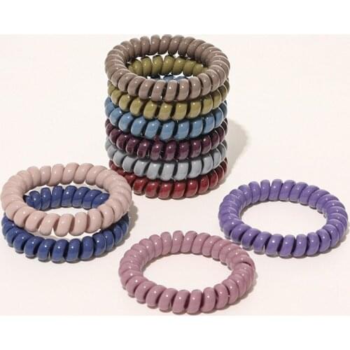 Women Ice Cream Colors Telephone Wire Elastic Hair Bands Girls Headwear Ponytail Holder Non-Mark Hair Tie Scrunchie Accessories