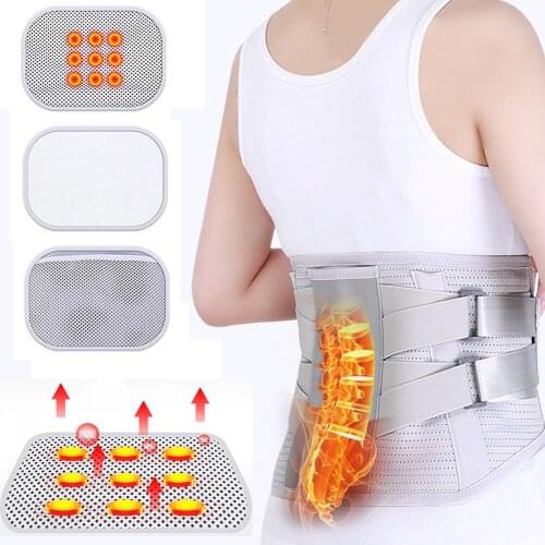 Elastic Waist Trainer Lumbar Back Brace Belt Disc Herniation Orthopedic Posture Corrector Self Heating Steel Plate Magnetic Belt