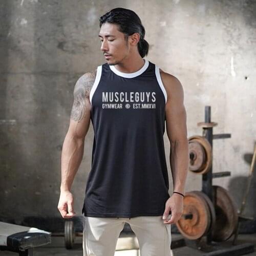 Gym Casual Fitness Mesh Tank Tops Men Muscle Guys Fashion Clothing Bodybuilding Breathable Quick-drying Stretch Sleeveless Vest