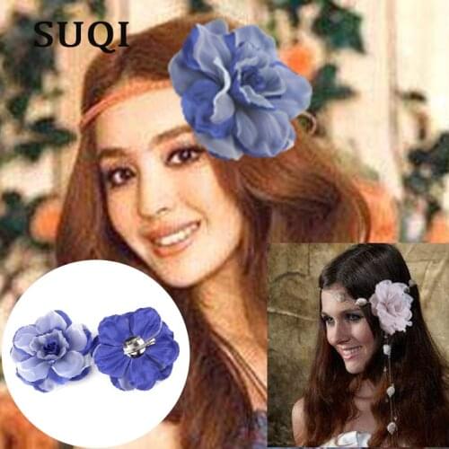 SUQI new Fashion 10 colors silk Peony Flower Brooch Hair Clip Hair Accessories For Bridal Wedding full dress wear hat flower