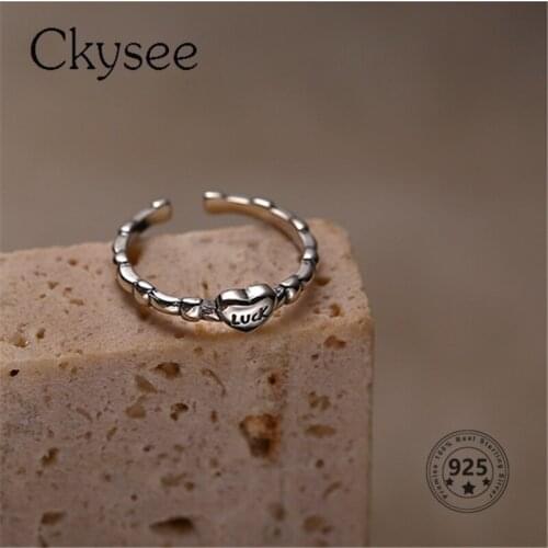 Ckysee S925 Sterling Silver Luck Love Vintage Small Mini Open Adjustable Single Tail Ring For Women 2021 New Trend Rings