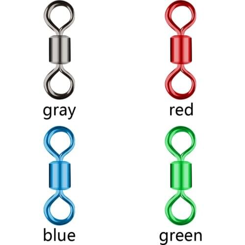 100PCS Fishing Connector Pin Bearing Rolling Swivel Stainless Steel with Snap Fishhook Lure Swivels Tackle Accessories