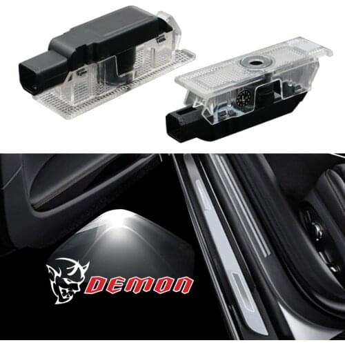 2-4 pcs HD Car Door Light LED For Dodge Challenger Demon SRT Charger Logo Insignia Shadow Courtesy Welcome Light 12V Car Tuning
