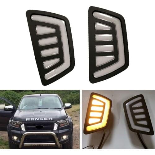 2pcs/set Car Flashing LED Daytime Running Light day lights FIT for FORD RANGER T7 XTL 2015-2017 drl GRILLS LAMP turning lights