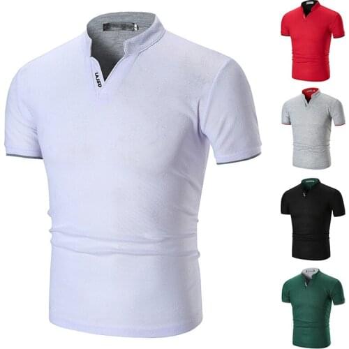 2020 New Men Slim Polo Shirts Short Sleeve Casual Golf Sport Shirt High Quality Solid Color Top Tees Plus Size 3xL