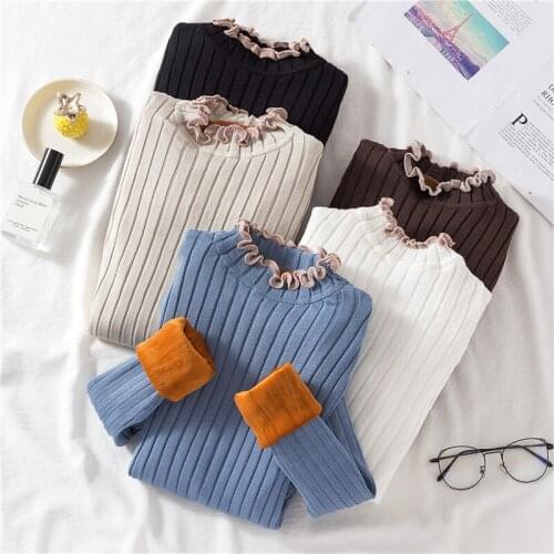 2021 autumn winter pullover loose languid lazy web celebrity sweater turtleneck small fresh sweet long sleeve blouse white short