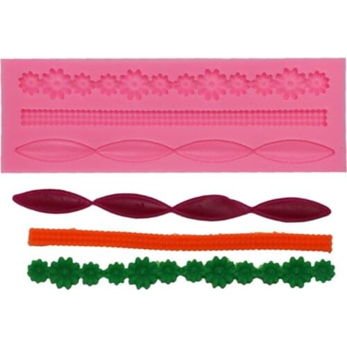 3D Lace Flower Bead Chain Silicone Fondant Mould Cake Decorating Baking Molds Sugar Paste Pastry Tools