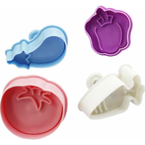 4PCS/SET Vegetables Tomato/Eggplant/Green Pepper/Radish Cookie Biscuit Cutter Stamp Mold DIY Cake Molds Kitchenware