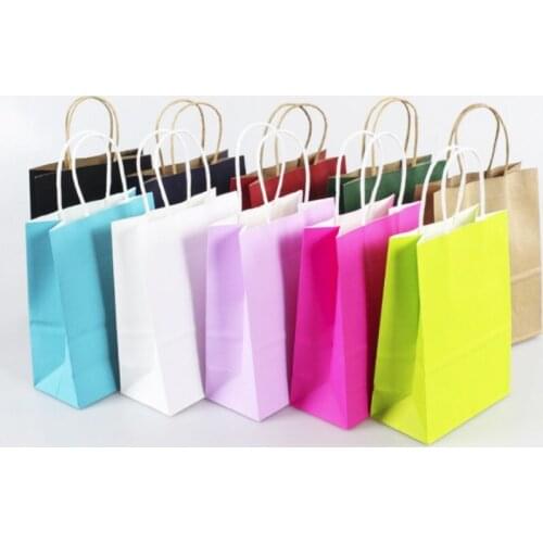 40PCS/Lot 15X8X21cm Elegant kraft paper bag with handles Paper gift bag shopping bags clothing bag Excellent Quality retail
