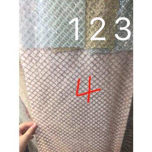 5 yards new bzh0014 small grid 4 color glued sparkle glitter mesh tulle lace fabric for sawing /wedding