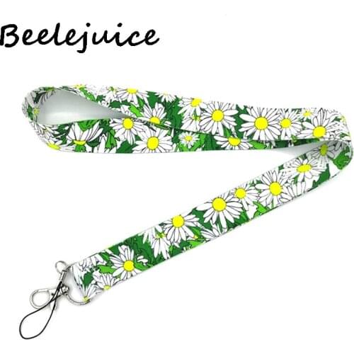 24pcs Daisy sunflowers Neck Strap Lanyard keychain Mobile Phone Strap ID Badge Holder Rope Key Chain Keyrings cosplay Accessory