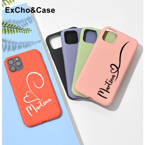 Custom Name For iphone 11 12 Pro Max Phone Case For X XS XR 7 8 Plus 6 6S Silicone Cover DIY Love Logo Picture Design Girl Gift