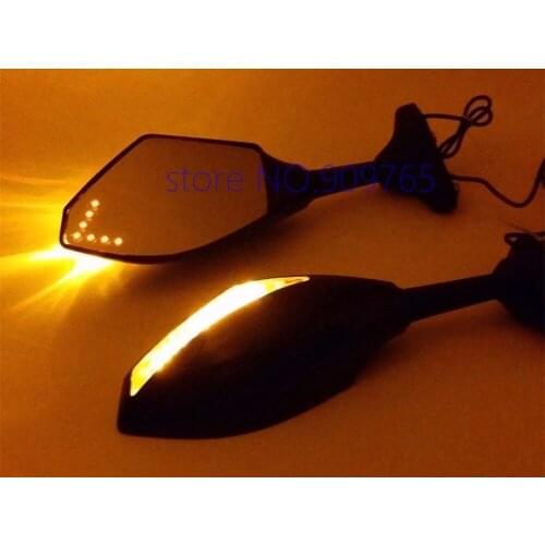 Black LED Turn Signals Intergrated Mirrors For Honda CBR Suzuki Yamaha Kawasaki Street Bike Ducati KtN Motorcycle