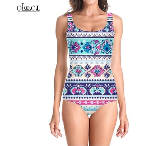 CLOOCL Newest Fashion Bohemian Tribal Totem 3D Print One-piece Swimwear Women Swimming Bathing Suit Sleeveless Sexy Swimsuit