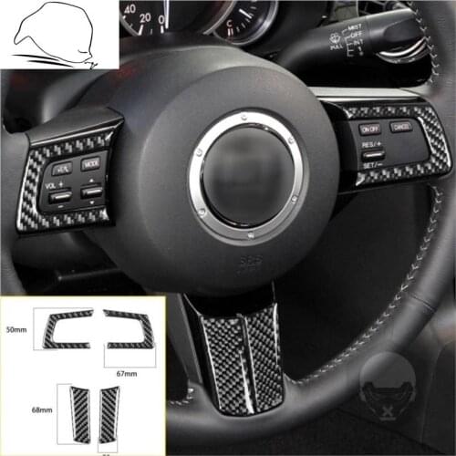 For Mazda MX-5 Miata 2009-2015 Carbon Fiber Steering Wheel Panel Trim Sticker Strips Set Tuning MX5 NC Roadster Car Accessories