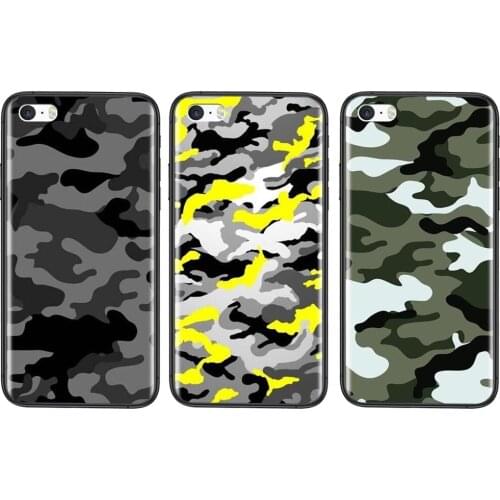 For Samsung Galaxy A72 A725F A71 A70 4G 5G A50 A40 A30 A20 A10S A02 Retro Camouflage Military Camo Army Green Black Back 3D