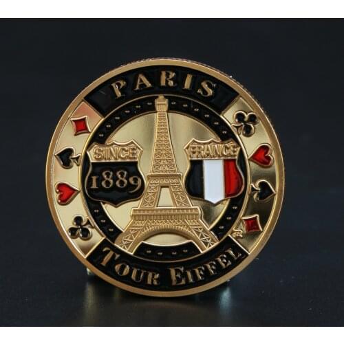 Eiffel Tower Love Gold Plated Coin Collection Crown Lucky Chips Paris Hotel VIP Commemorative Coins Crafts Challenge Coin