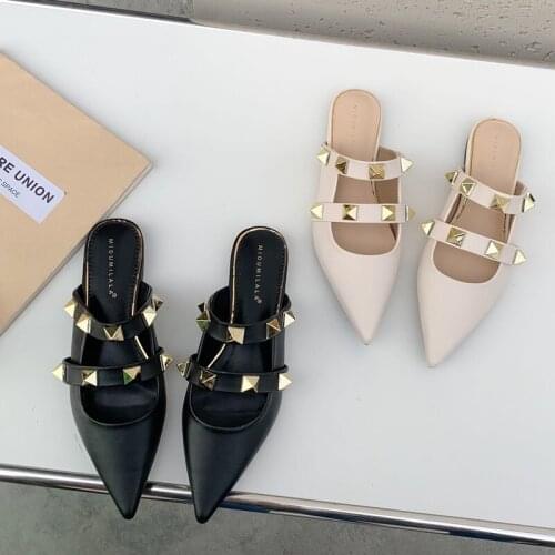 Foot Office Casual Slippers Women Shoes 2021 New Women Temperament Slippers Fashion Pointed Stripe Design Female Muller Shoes