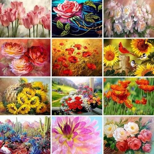 GATYZTORY Diamond Painting Flower Handicraft Full Square Round Drill Diamond Embroidery Peony Mosaic Garden Craft Kit Handmade G
