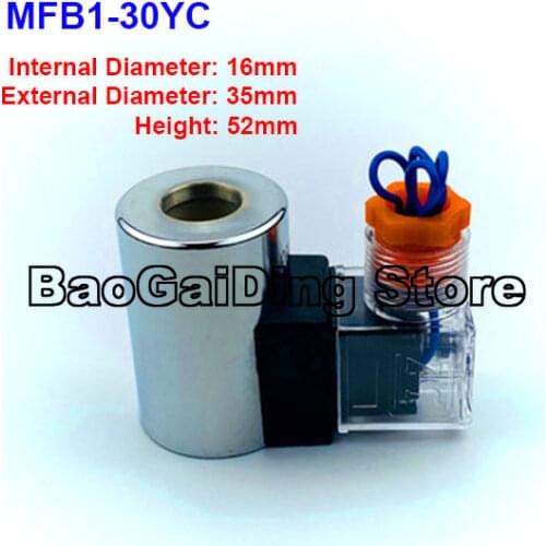 Hydraulic Solenoid Valve Coil MFB1-30YC Inner Hole 16mm, Length 52mm, External Diameter 35mm AC220V
