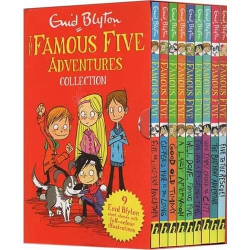 9 Books/Set Enid Blyton The Famous Five Adventures Collection Children English Picture Book Detective Stories