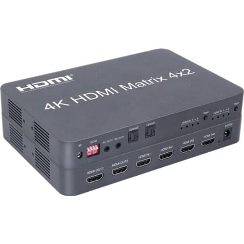 HDMI-compatible matrix switcher 4k 4x2 Matrix Switch Splitter EDID at 30Hz Full HD 1080P with IR Remote Control Switch