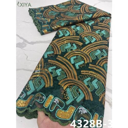 Sequin Lace Fabric High Quality African Lace Fabric with Small Hole Embroidery Sequence Lace Fabric for Party Dress APW4328B