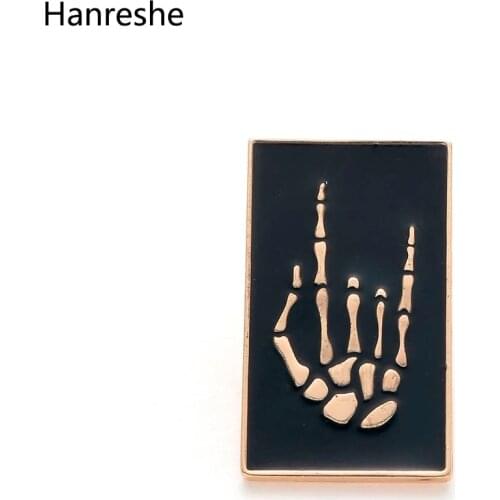 Best Fashion Rectangle Skeleton Hand Pin Medical Jewellery Anatomical Gold Plate Gift For Men Enamel Lapel Pin Brooches