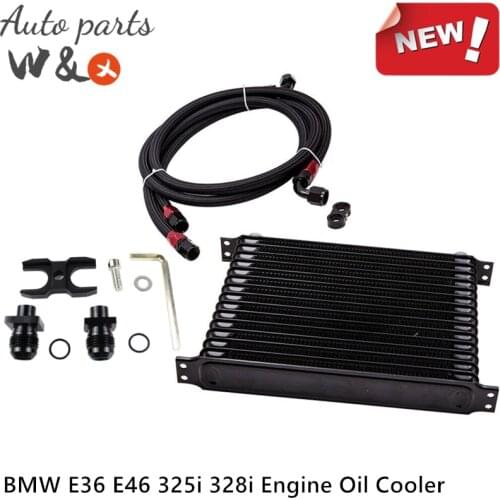 Oil Cooler For BMW E36 E46 325i 328i Engine Oil Radiator Universal 15 Row AN-10 Oil Cooler OC-TOL15-6BK
