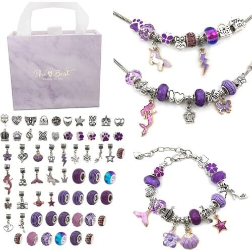 Pandora Gift Box Set Childrens Creative DTY Handmade Crystal Bracelet Jewelry Girl Gift Sweet Small Beaded Bracelet