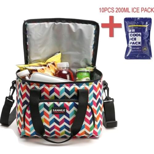 New Oxford Double Layer Cooler Lunch Bag Printed Insulated Thermal Food Picnic Handbag Portable Shoulder Lunch Box Tote