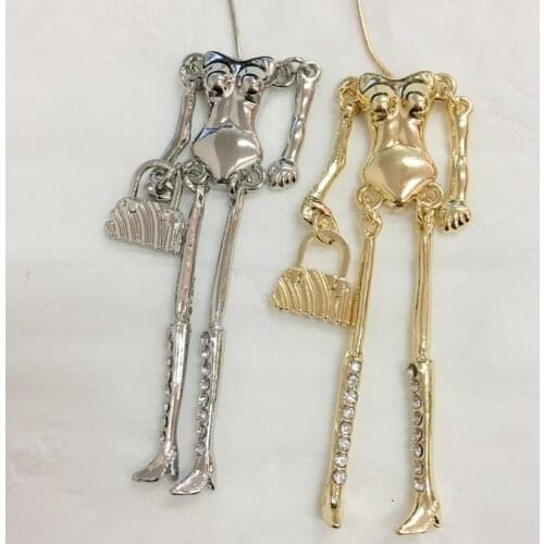 50 pcs/lot New Doll Necklace Alloy Naked Bodies with Crystal Legs White Gold Colors DIY Accessories Handmade Statements