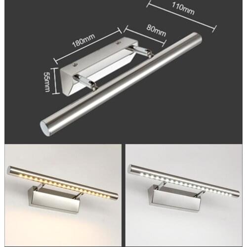 New 5W AC 85V-265V Stainless Steel Bathroom Make-Up Wall Light Cabinet Mirror Picture Front Lamp Vanity Fixutre Light With Swith